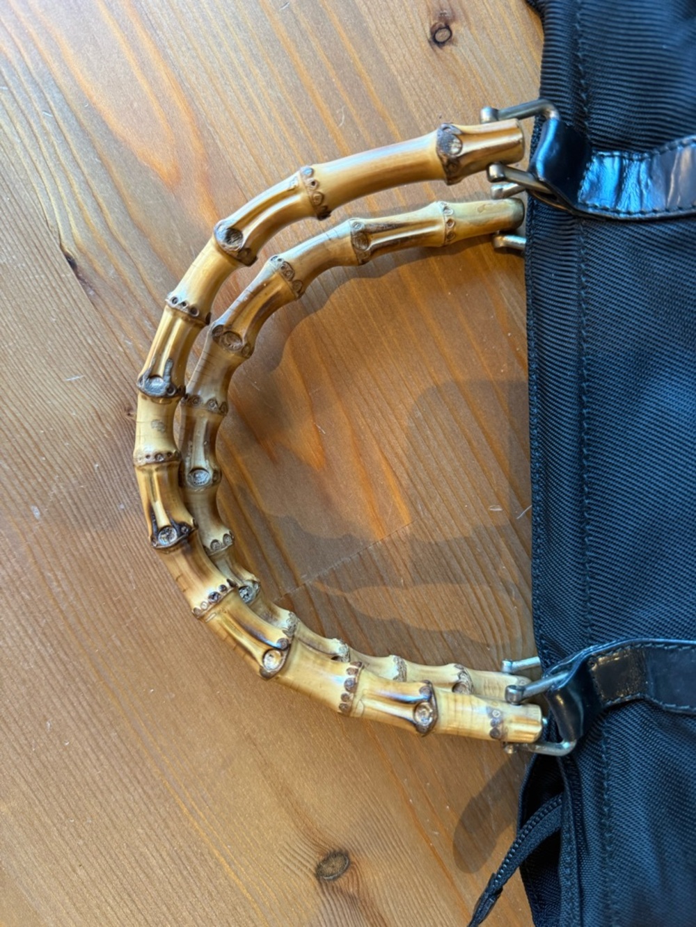 Gucci Black Tote Bag with Bamboo Handles and Leather Trim - Picture 4 of 16